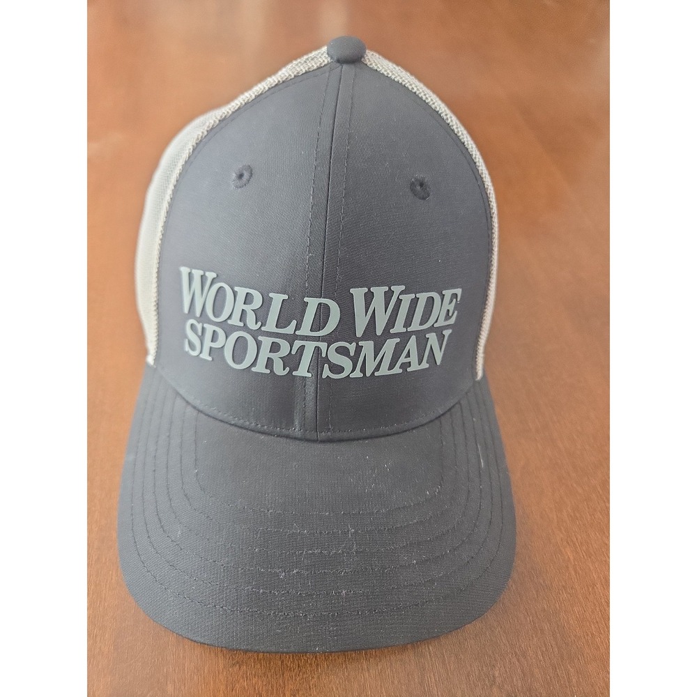 World Wide Sportsman Bass Pro Shops Gray‎ Black Mesh Trucker Hat Stretch Fit